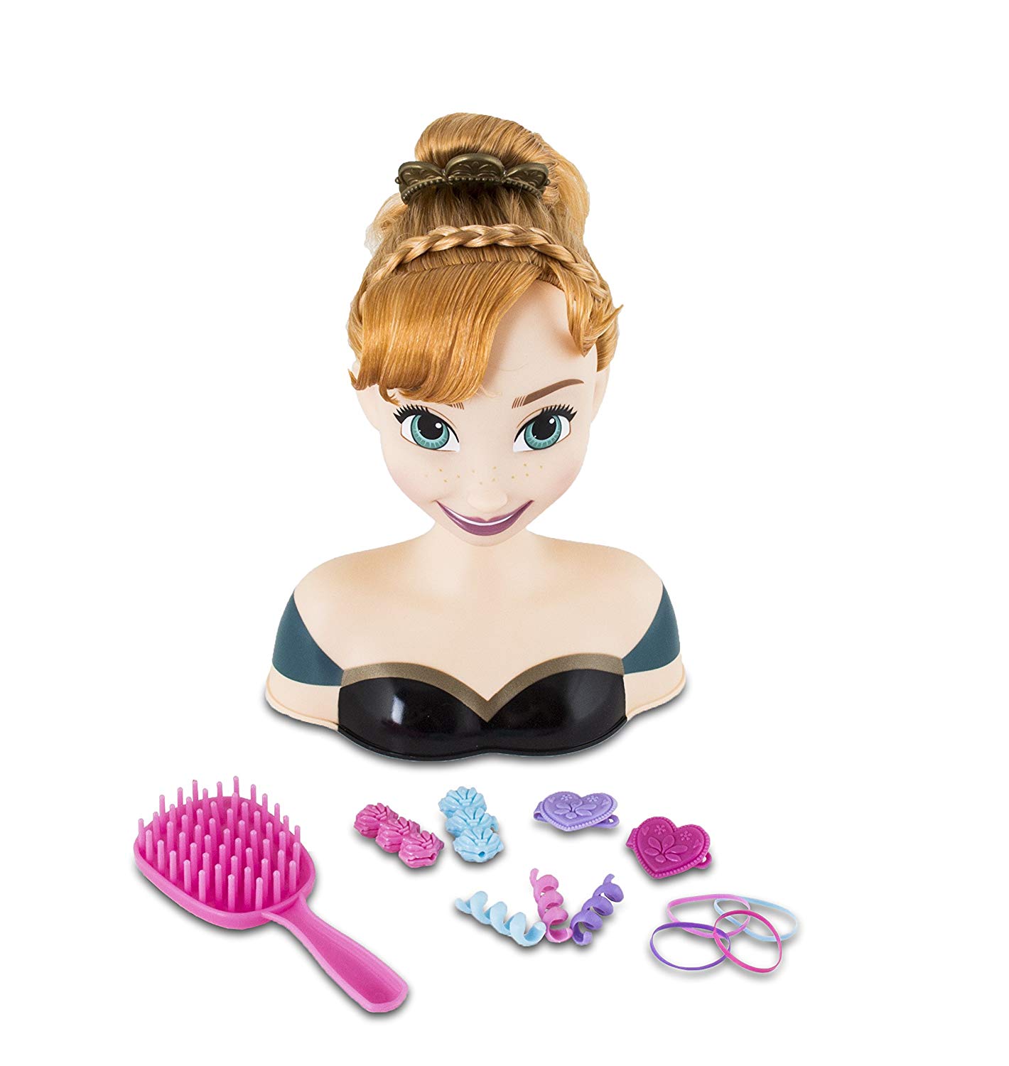 Frozen Anna Majestic Styling Head - Testa Per Capelli Con Accessori, Capelli Magici Cambia Colore Con Acqua Fredda, 17 Pezzi - 3