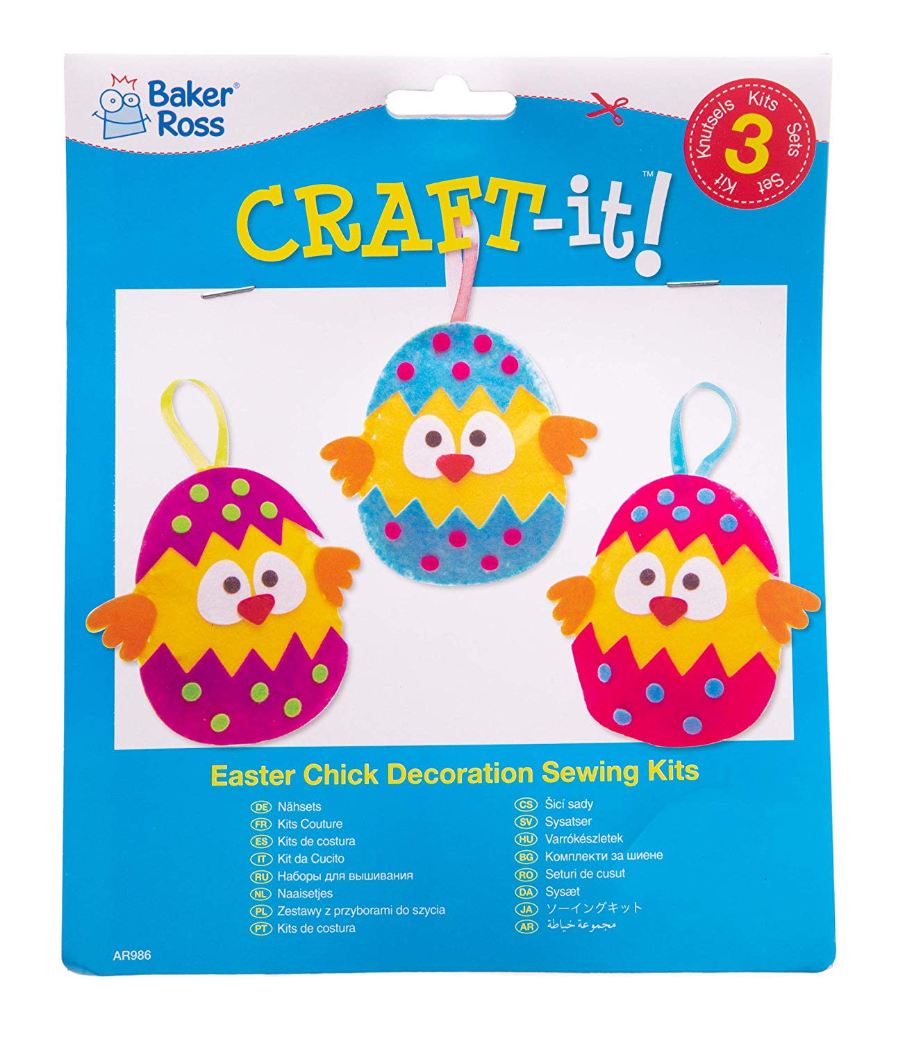 Baker Ross Easter Chick Sewing Kits (Pack of 3) Easter Crafts For Kids