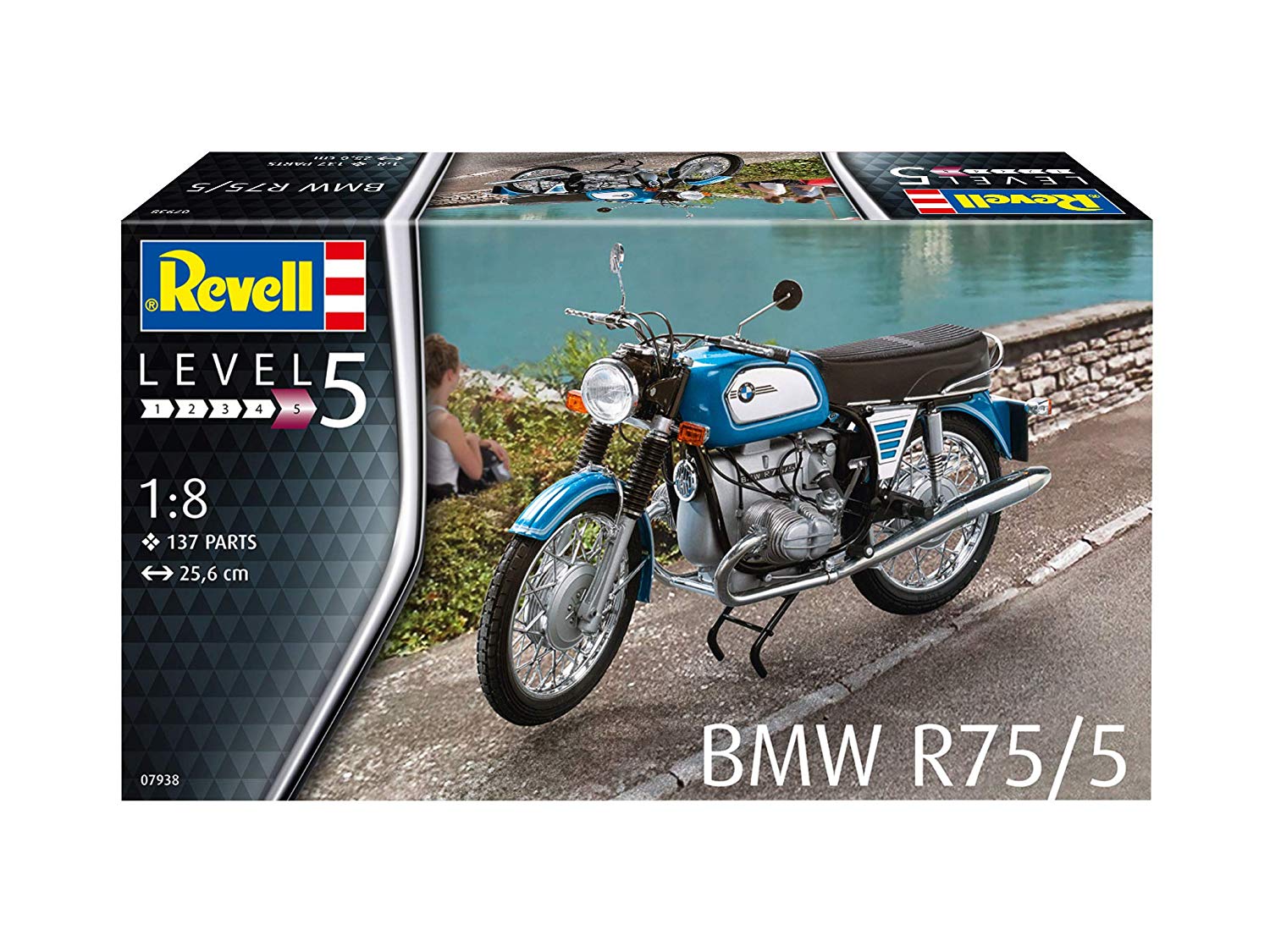 Revell RV07938 1:8 – BMW R75/5 Motorbike Plastic Model kit, Multi ...