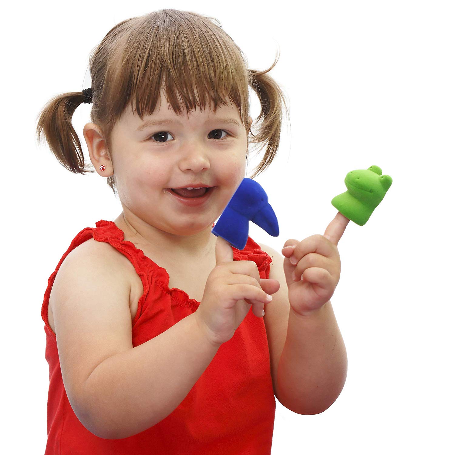 Erzi 18 x 10 x 8 cm German Wooden Toy Natural Rubber Animals Finger