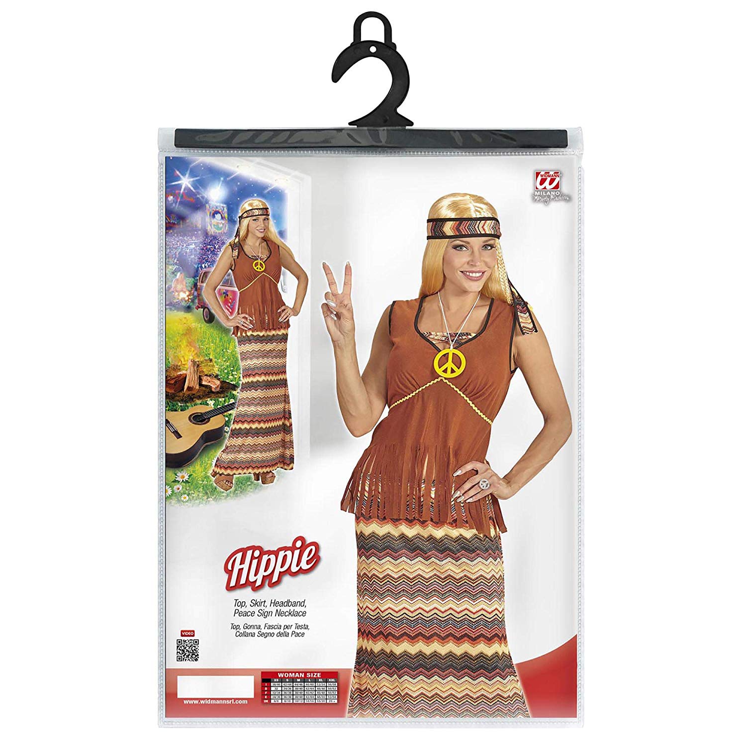 Widmann T-Shirt Hippie Da Donna Fotorealistica - Maglietta Colorata L/XL Per Feste A Tema E Carnevale - 3