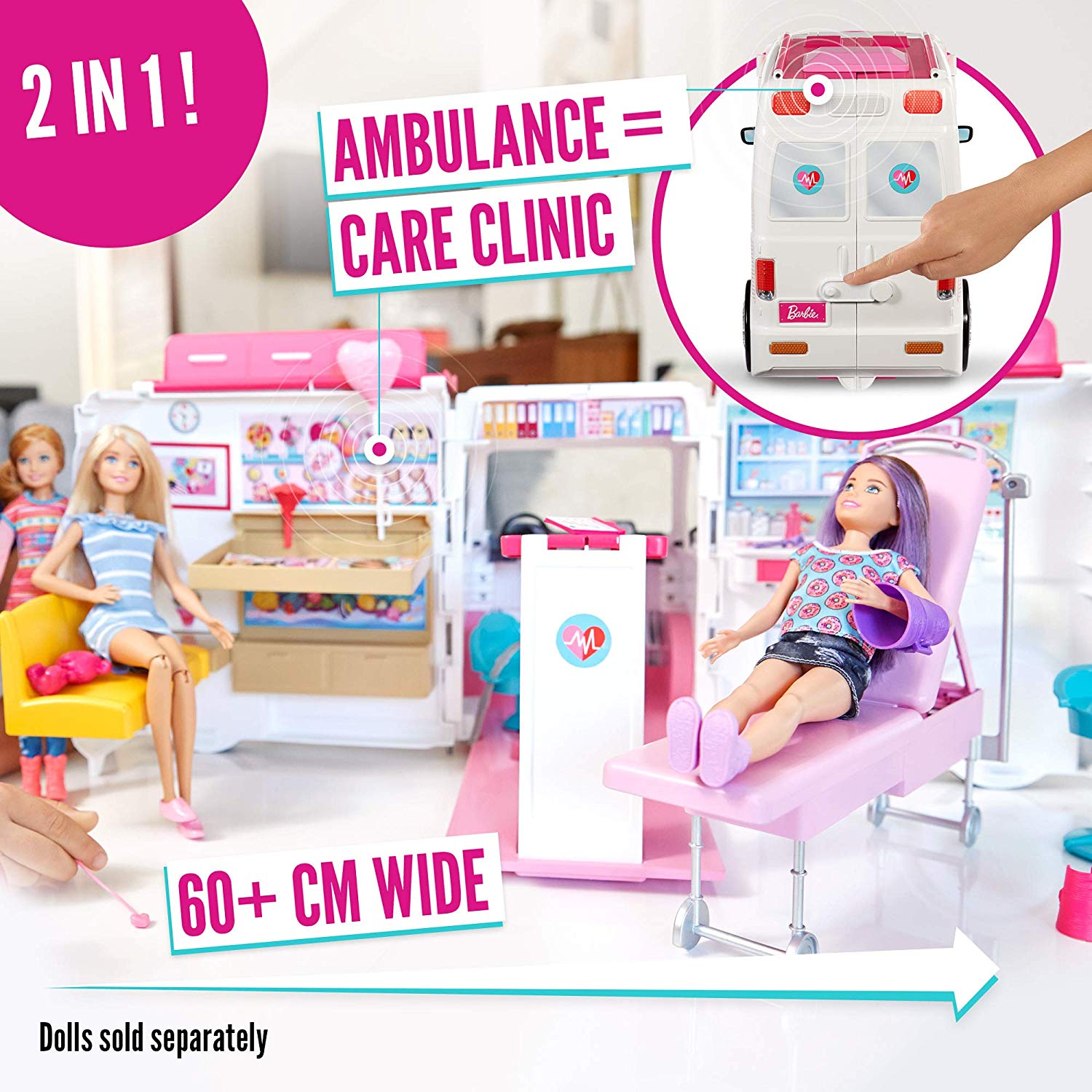 Barbie Care Clinic AMBULANCE TRANSFORMS INTO HOSPITAL Accessories   QUICK SHIP 