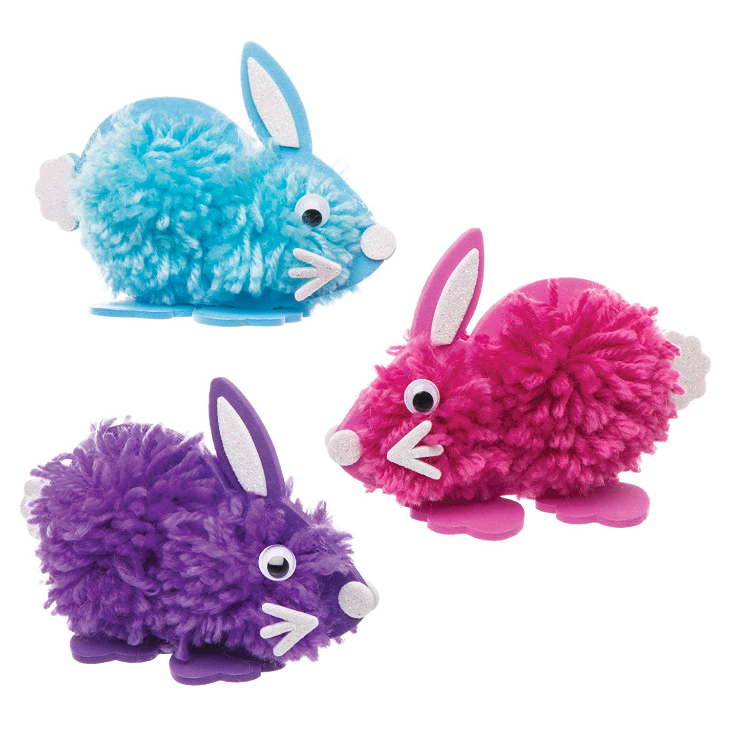 Baker Ross AW198 Bunny Pom Pom Kits (Pack of 3) Easter Crafts for Kids to Make - Image 3