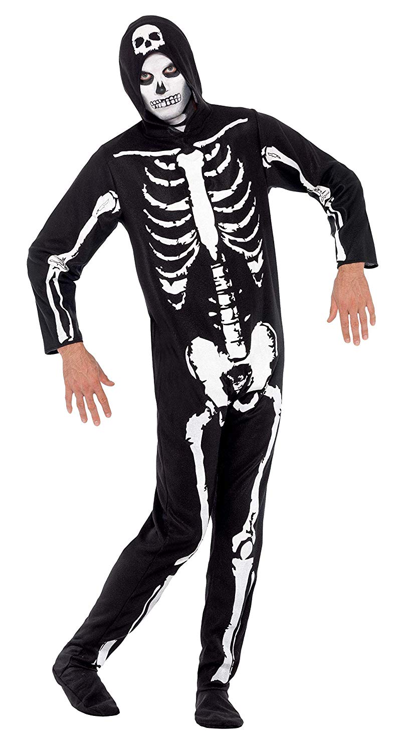 Smiffys Adult men’s Skeleton Costume, Hooded All in One, Legends of ...