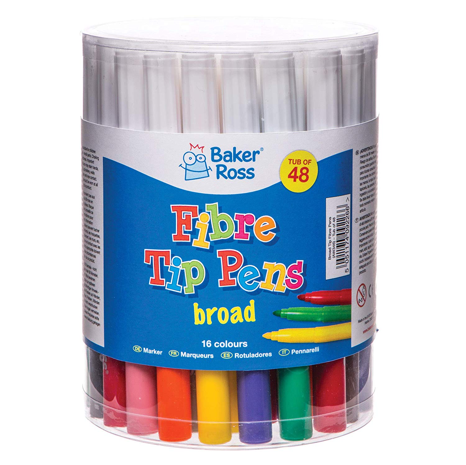 Markers for Kids Arts and Crafts Baker Ross AW346 Chunky Felt Tip Pens Bulk Tub 