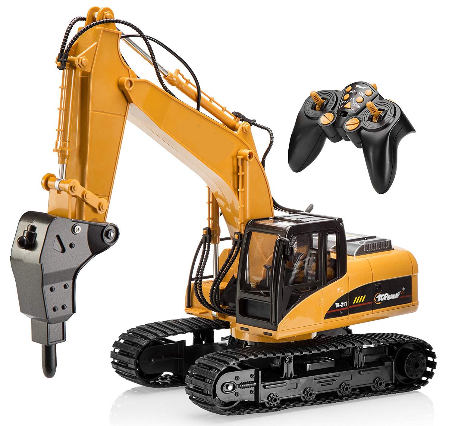 Top Race Remote Control RC Toy Excavator Digger Drill Truck Grapple