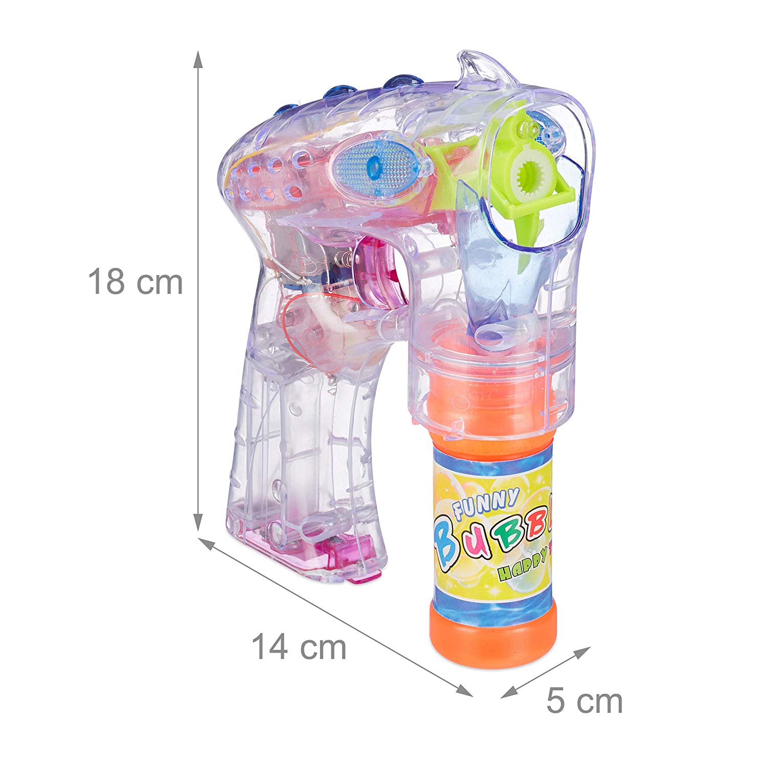 Relaxdays 10024937 Gun LED, Battery-Operated, with 2X Soap Bubble ...