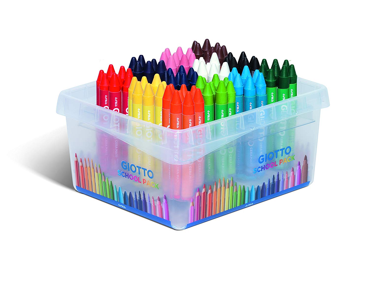 GIOTTO Cera Wax Crayons For Children Pot Of 96 Assorted Colours Super Washable Ideal For Home And Schools On