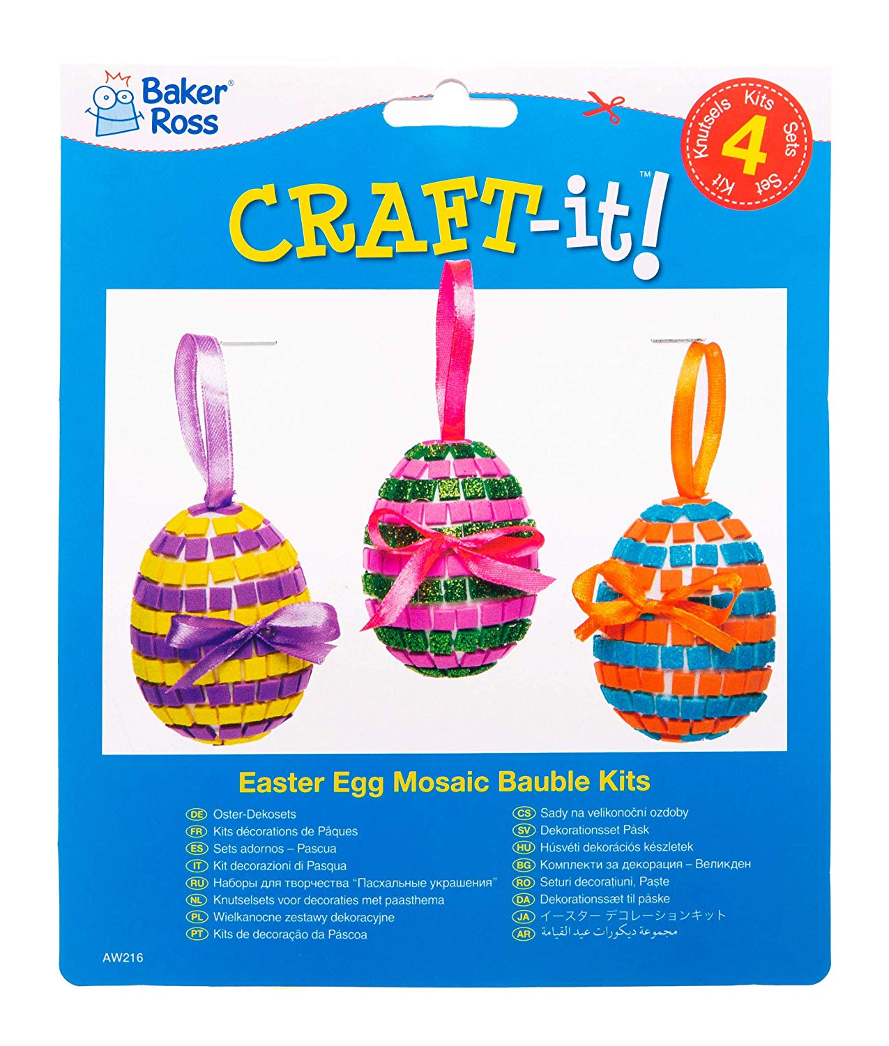 Baker Ross Easter Egg Mosaic Bauble Kits (Pack of 4) Easter Crafts For