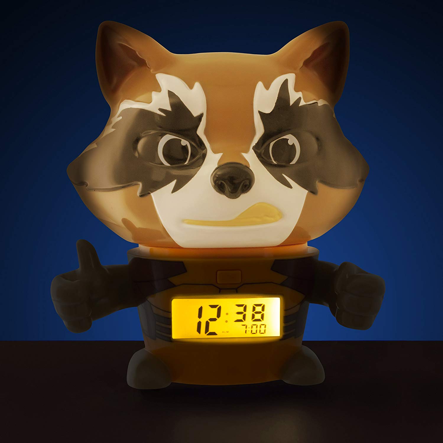 BulbBotz Marvel 2021357 Guardians of the Galaxy Vol.2 Rocket Raccoon Kids Night Light Alarm Clock with Characterised Sound | brown/orange| plastic | 5.5 inches tall | LCD display | boy girl | official - Image 4