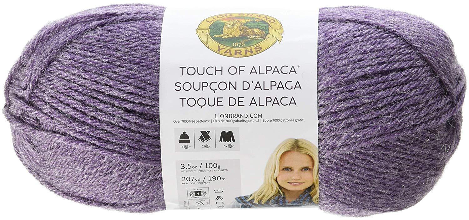 Lion Brand Yarns 674-146 Touch of Alpaca Yarn, Purple Aster, Acrylic, 20.32 x 7.62 x 7.62 cm