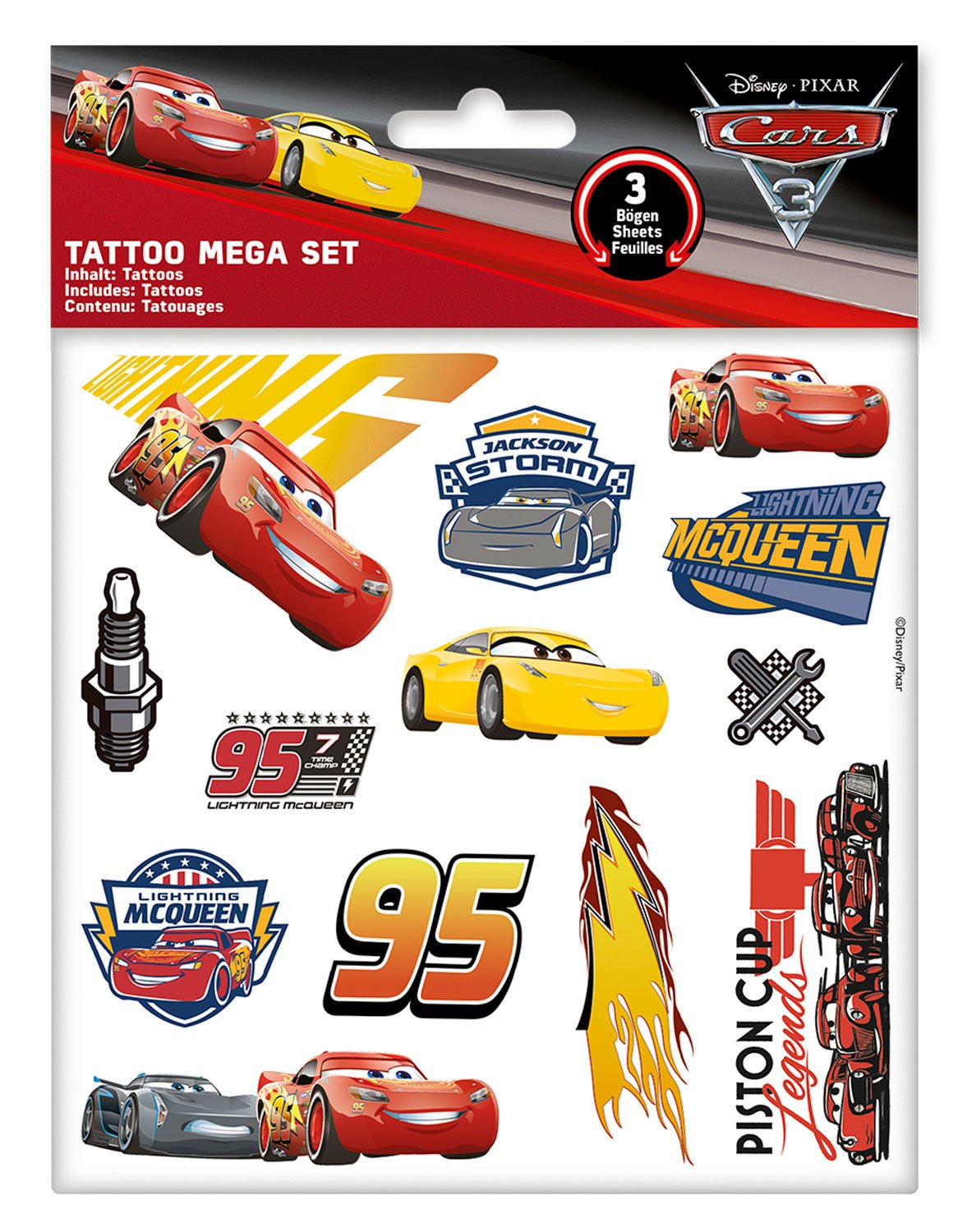 CRAZE 57675 Movie Tattoo Mega Set Cars 3 Multi Color TopToy