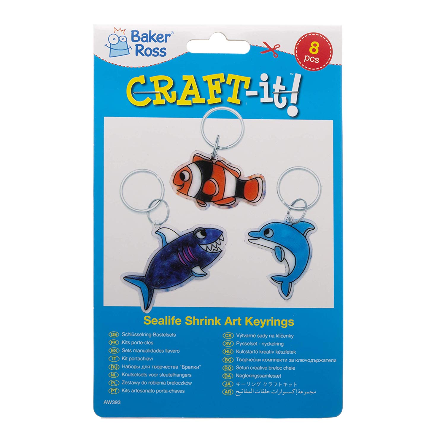 Baker Ross AW393 Sealife Super Shrink Keyrings (Pack of 8) - Image 2