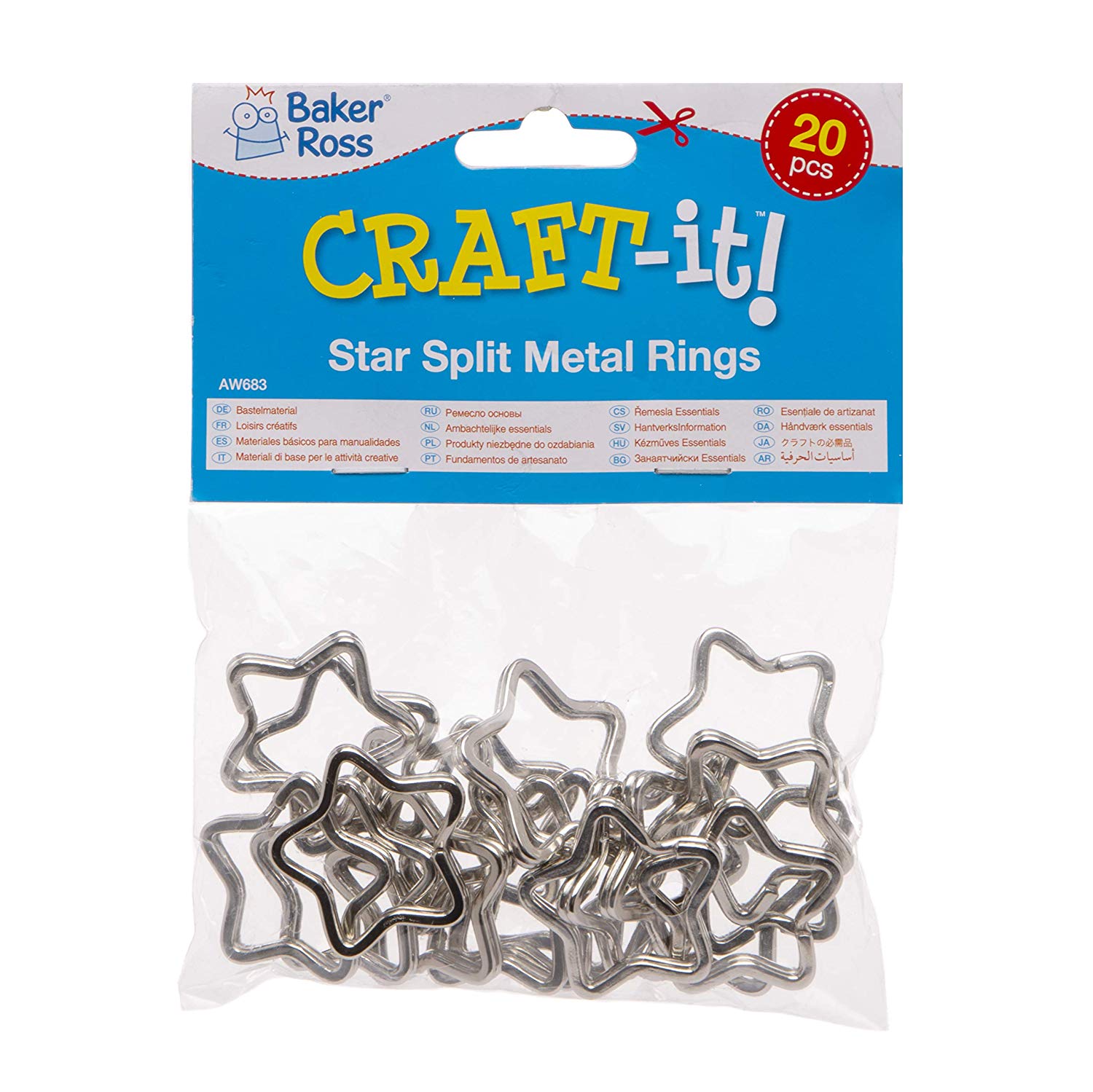 Metal Key Split Rings Perfect for Attaching to Key Chains Pack of 20 Baker Ross Star Shaped Split Ring