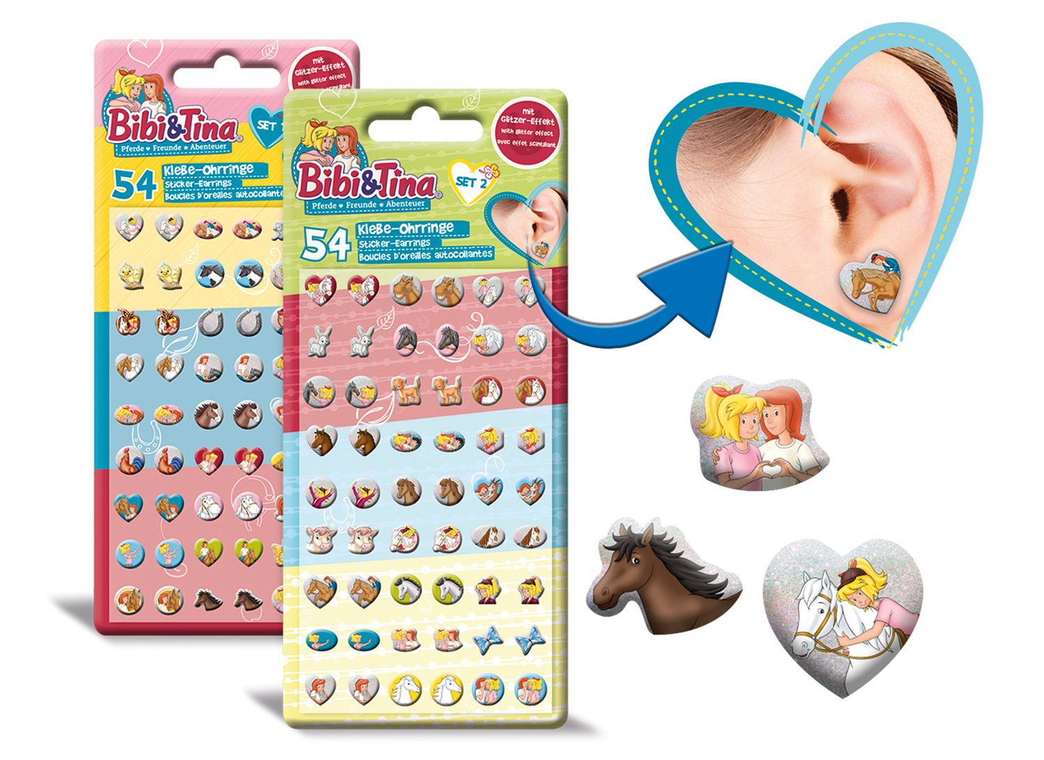 Bibi & Tina Craze Sticker Earrings for Kids, Different Patterns - Image 2