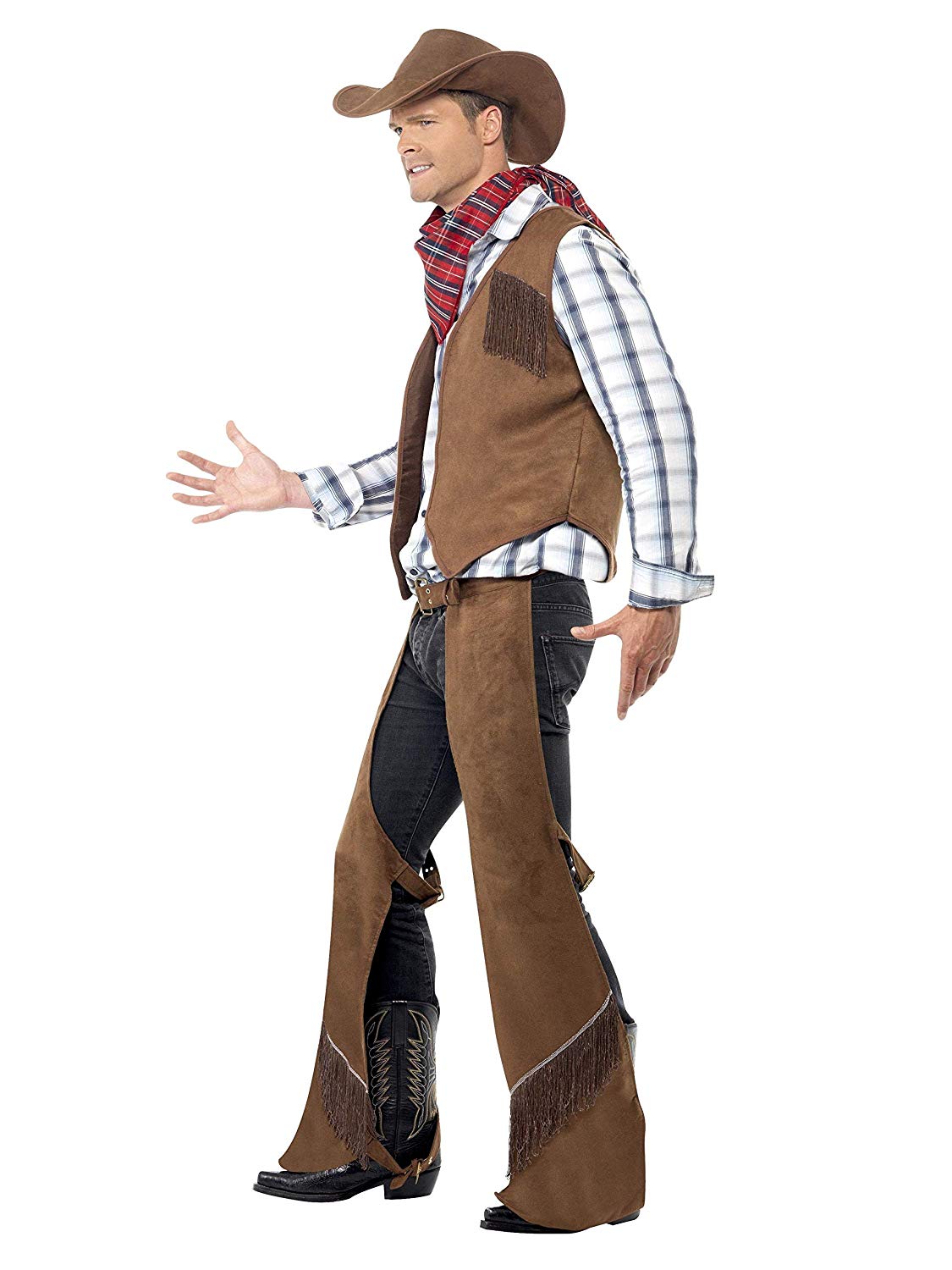 Smiffy's Men's Fringe Cowboy Costume with Waistcoat Chaps