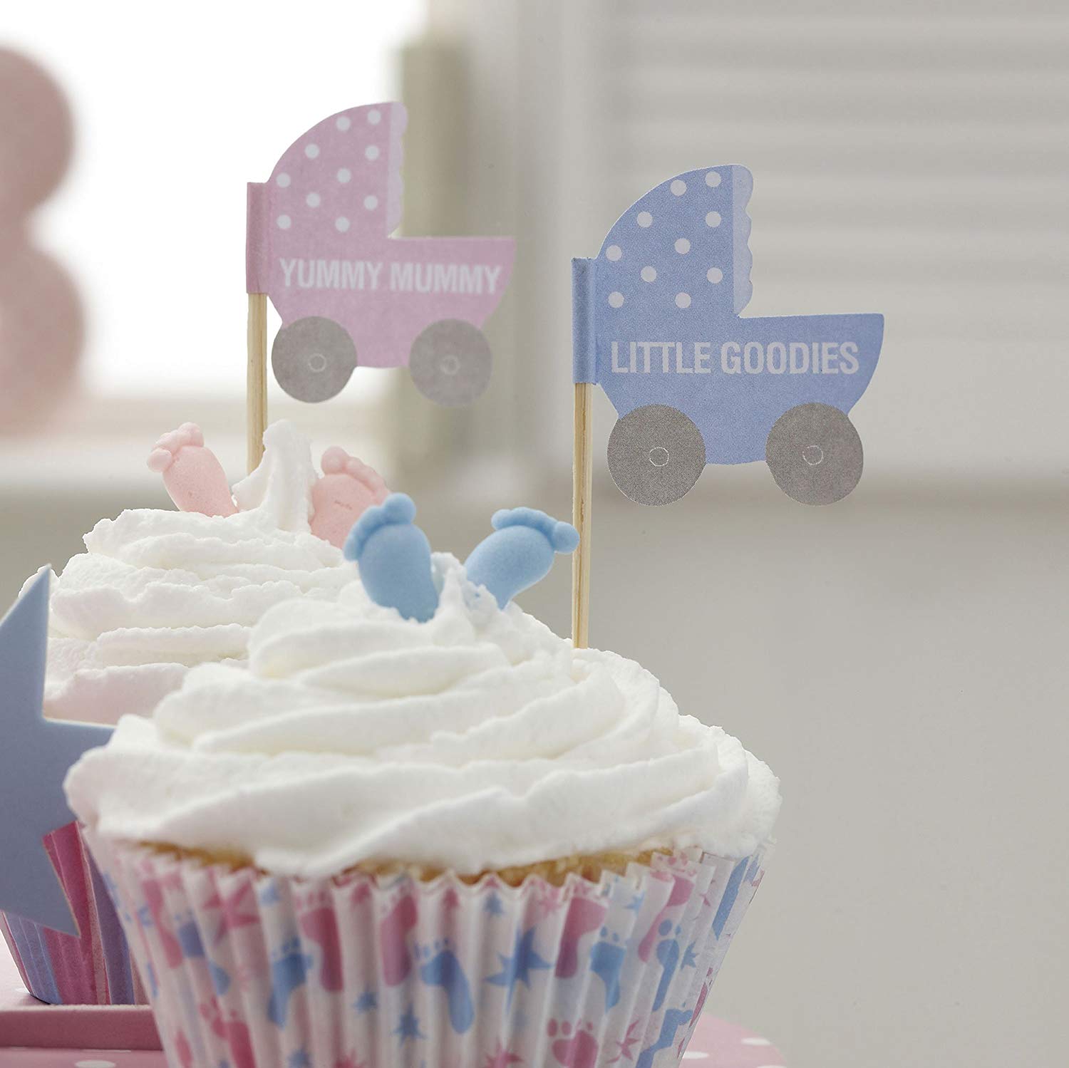 20 x Cupcake / Canape Baby Shower Flags ‘Tiny Feet’ Range – TopToy