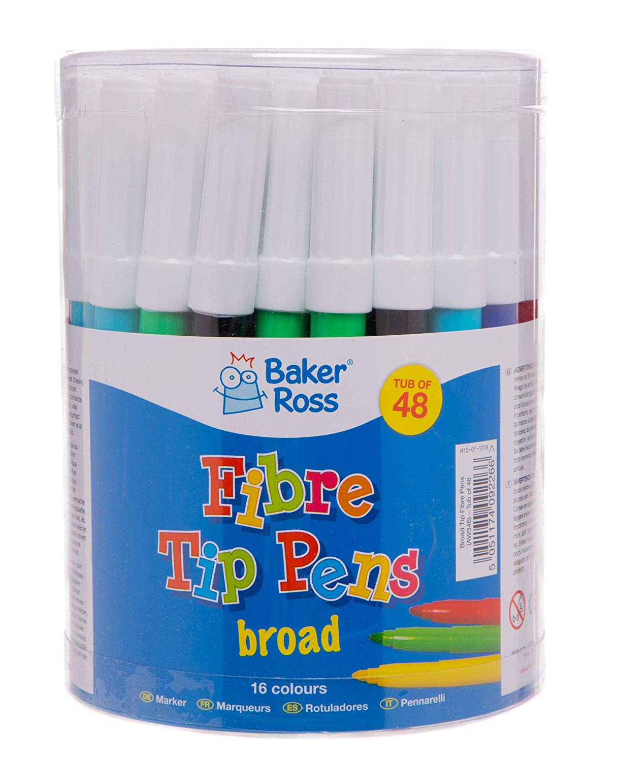 Baker Ross AW346 Chunky Felt Tip Pens Bulk Tub, Markers for Kids Arts and Crafts Activities and Teacher Supplies, Assorted, 48 - Image 3