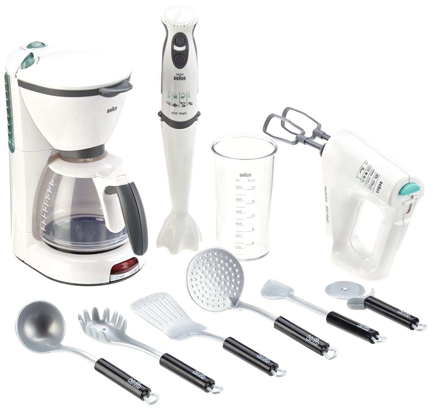 Theo Klein Play Kitchen Accessory Kit w/ Blender, Toaster, & Coffee Maker,  Black