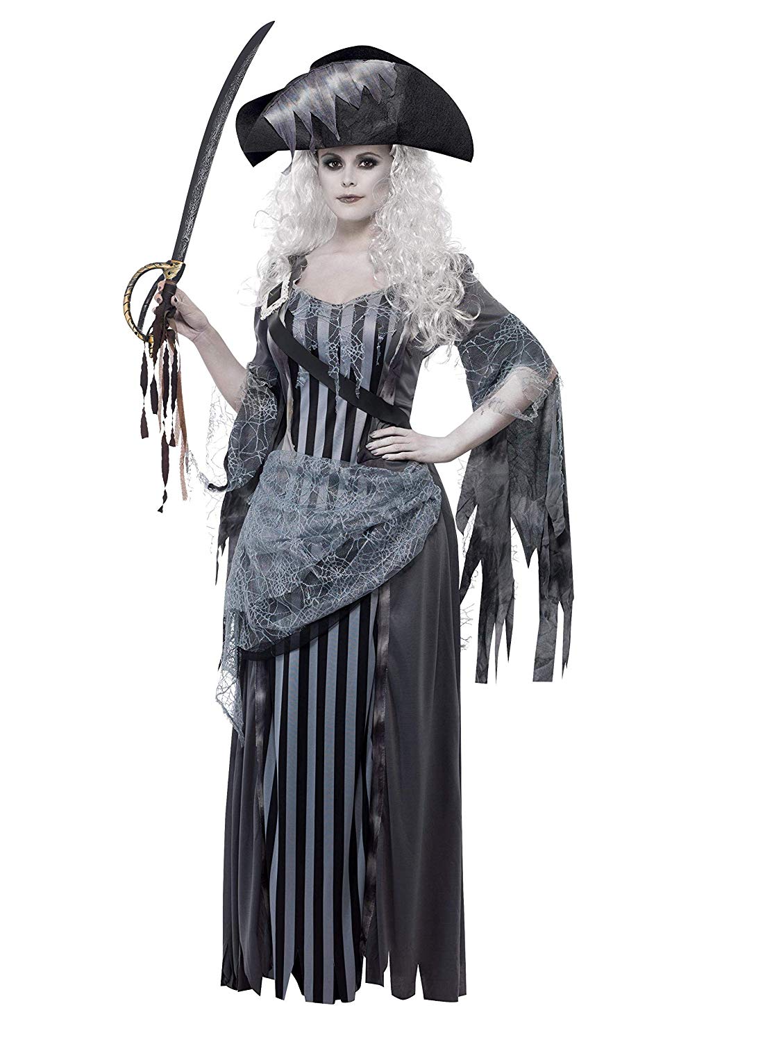 Smiffys Adult Women's Ghost Ship Princess Costume, Dress and Hat, Ghost Ship, Halloween, Size: M, 22970 - Image 3