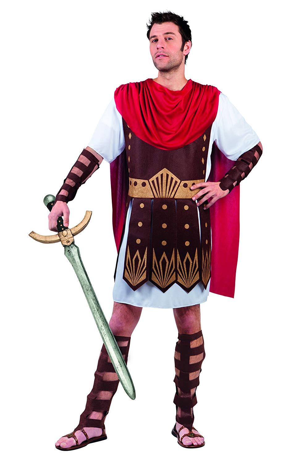 Roman Gladiator White Mens Fancy Dress Centurion Warrior Adult Costume ...