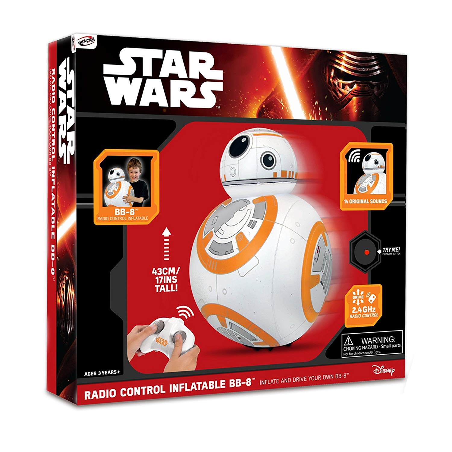 Juguetronica Bladez Inflatable Star Wars Droid BB-8 RC with Sound Mini Size 