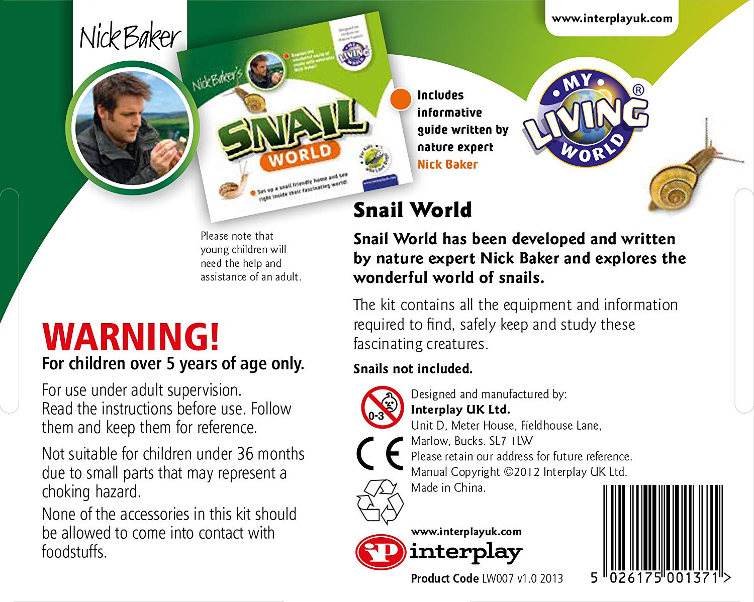 Interplay My Living World SNAIL WORLD tank minibeasts  Nick Baker nature kit 