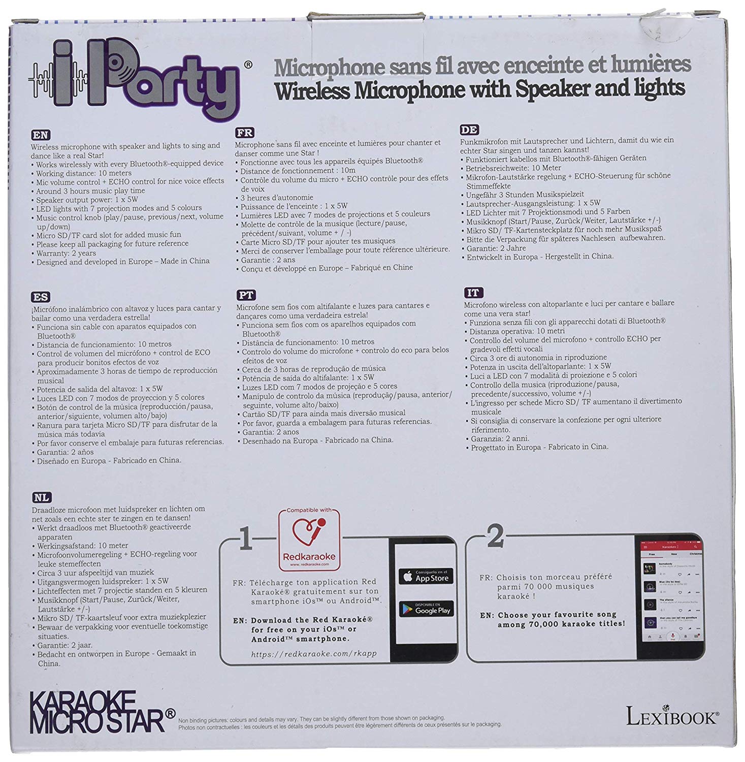 Lexibook iParty Karaoké Micro Star Bluetooth® with Voice changer
