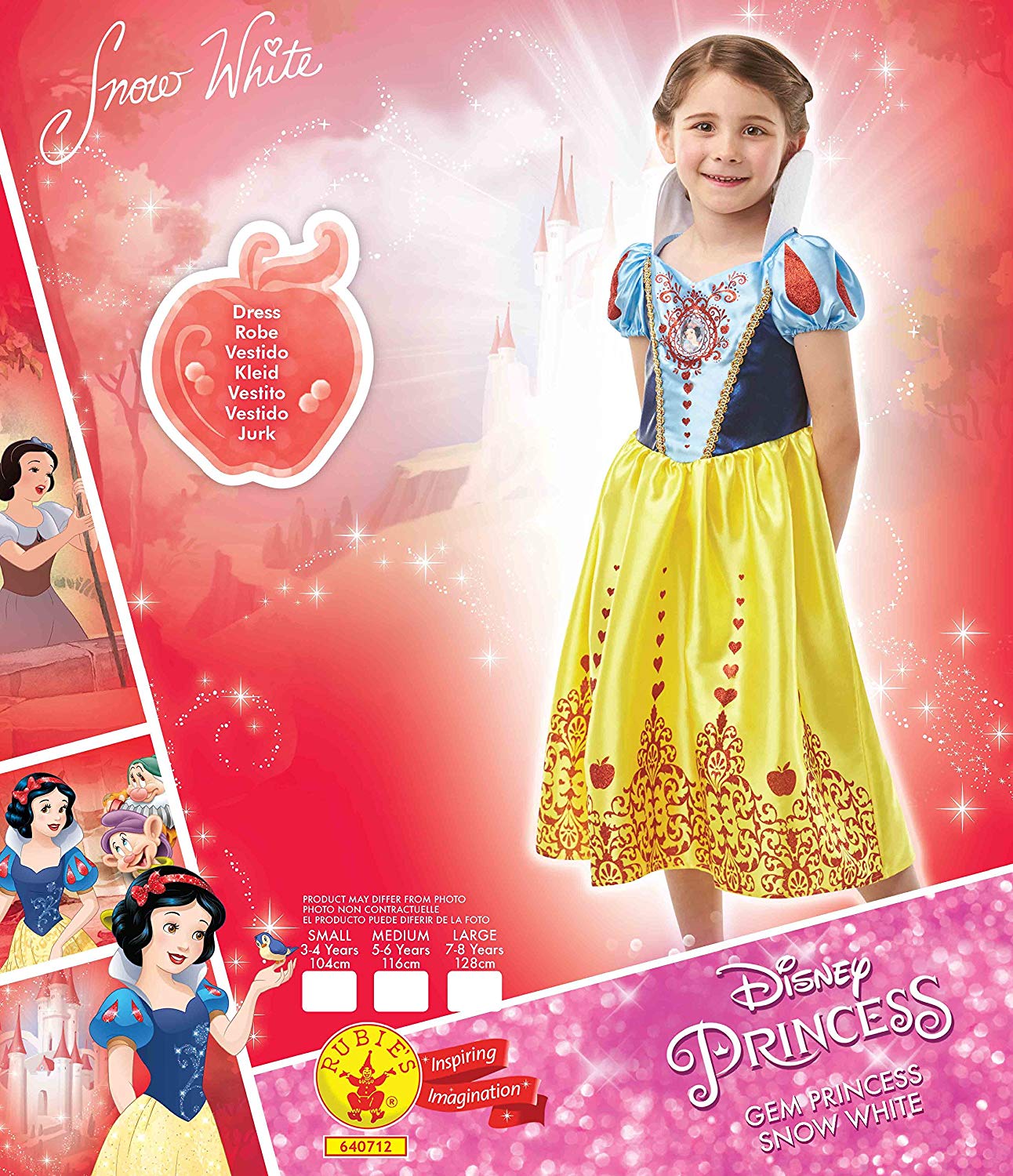 Rubie's 640712L Official Disney Princess Snow White Gem Costume, Girls, Large 7-8 Years, Height 128 cm - Image 2