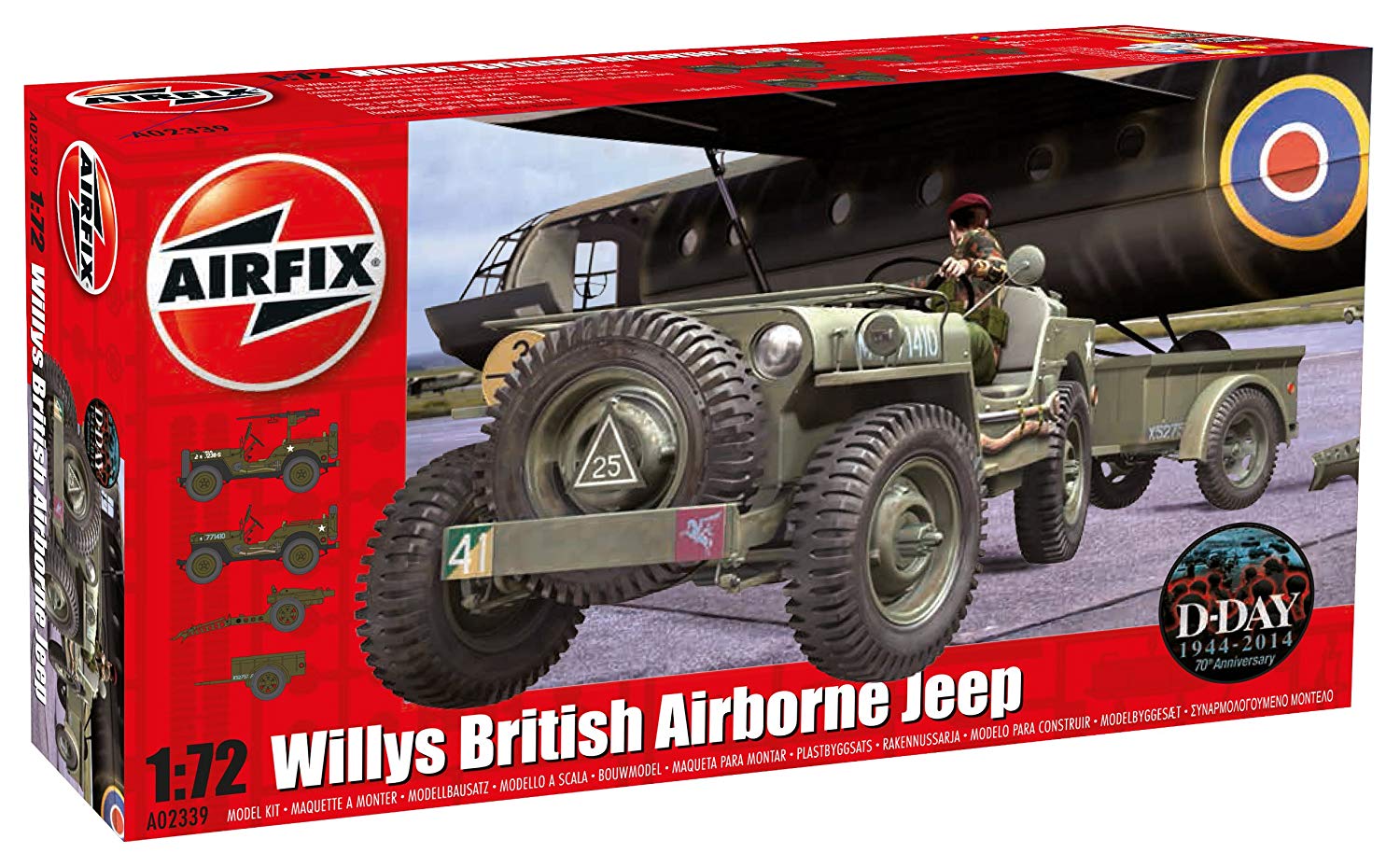 Airfix 172 Scale Willys Jeep/ Trailer and 6PDR Gun Model Kit TopToy