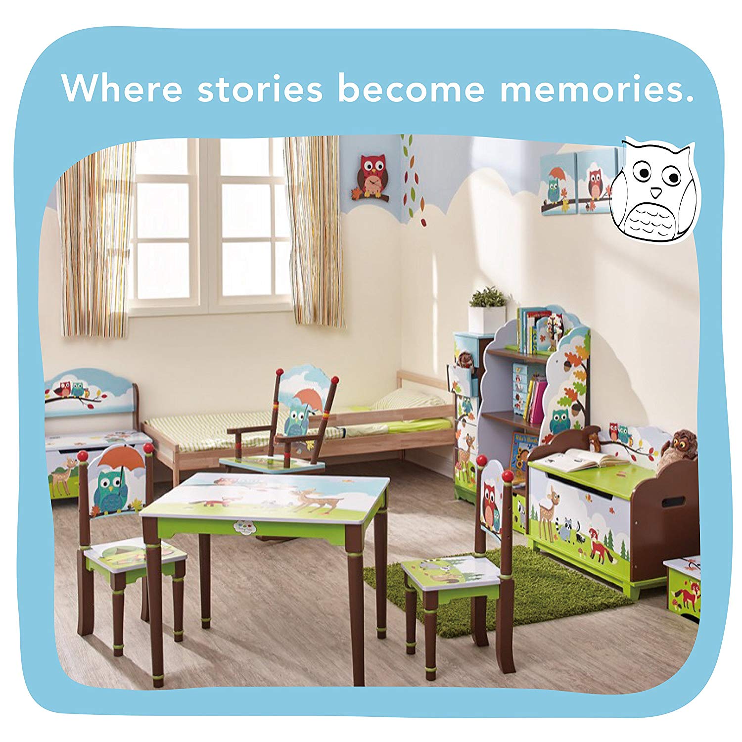 Fantasy Fields Enchanted Woodland themed Blue Book Case Kids Wooden