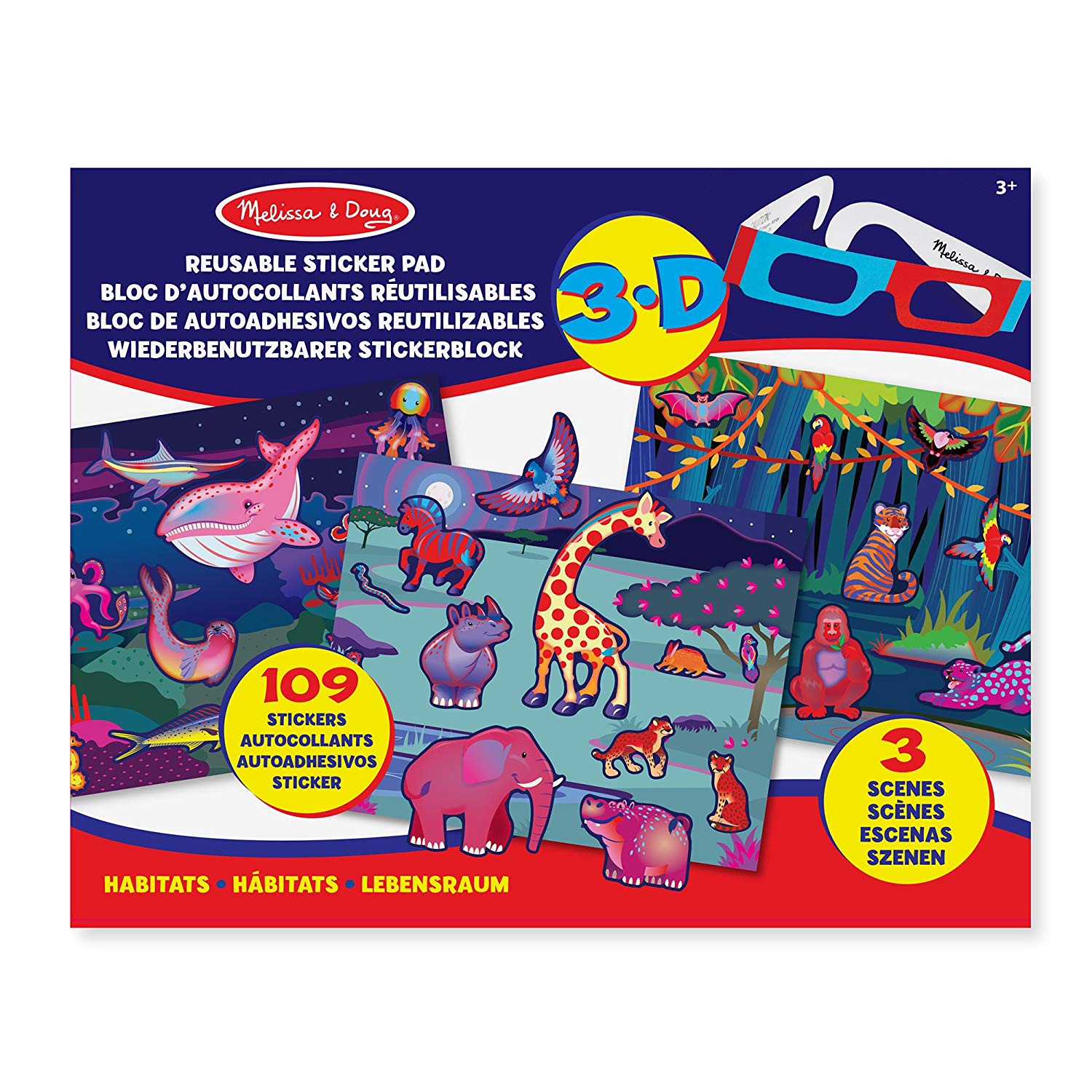 Melissa & Doug EasytoSee 3D Sticker Pad Habitats 109 Reusable