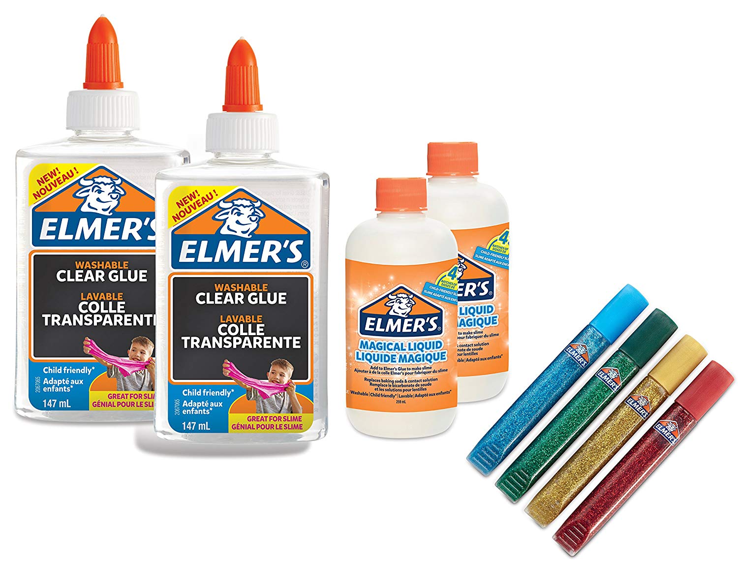 Elmer’s Glue Slime Starter Kit with Clear PVA Glue, Glitter Glue Pens and Magical Liquid Slime