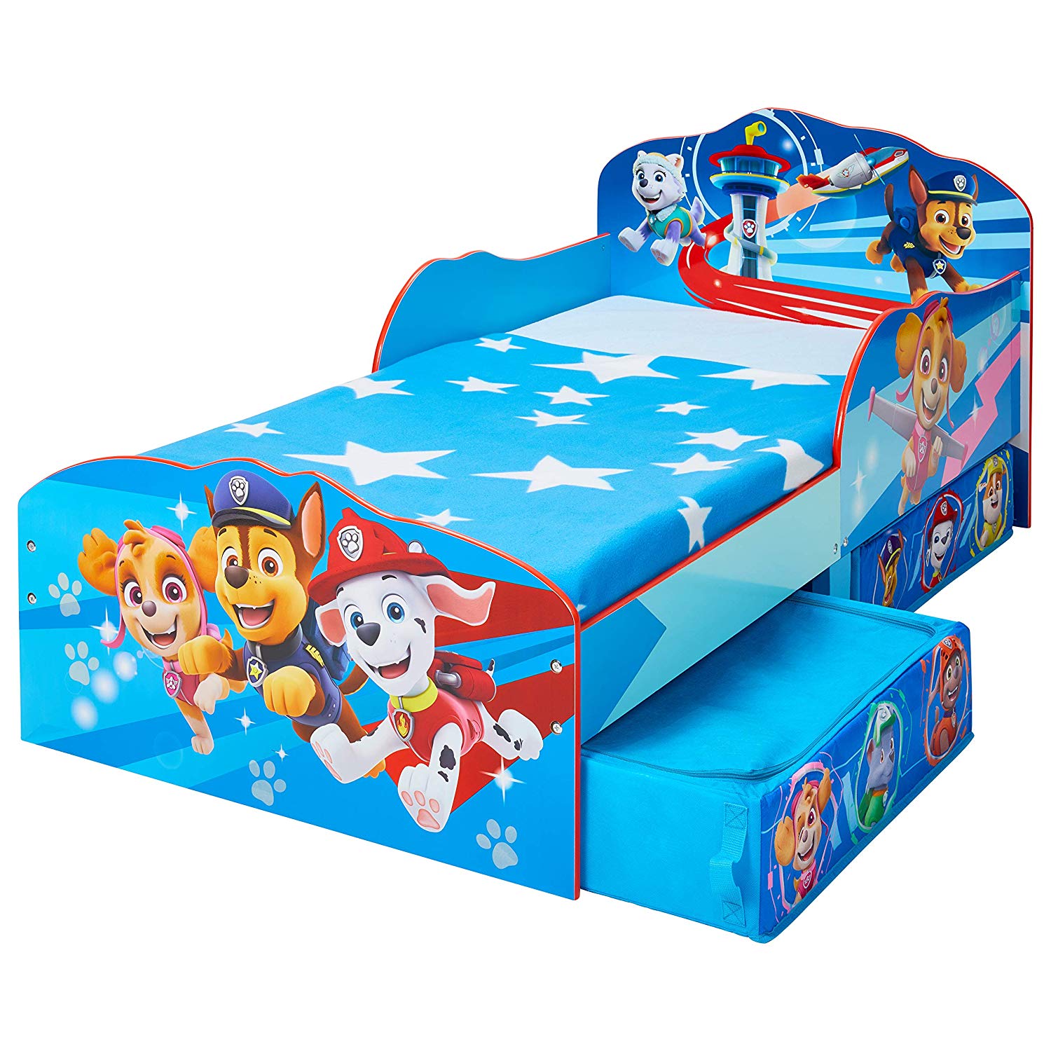 Paw Patrol Kids Toddler Bed with Storage Drawers by HelloHome, Single