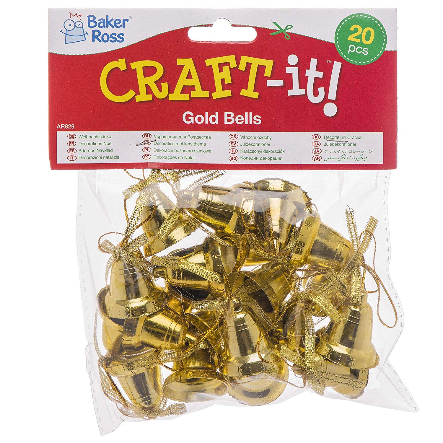 Baker Ross AR829 Gold Bells — Creative Christmas Art and Craft Supplies for Kids' Projects and Decoration (Pack of 20) - Image 4