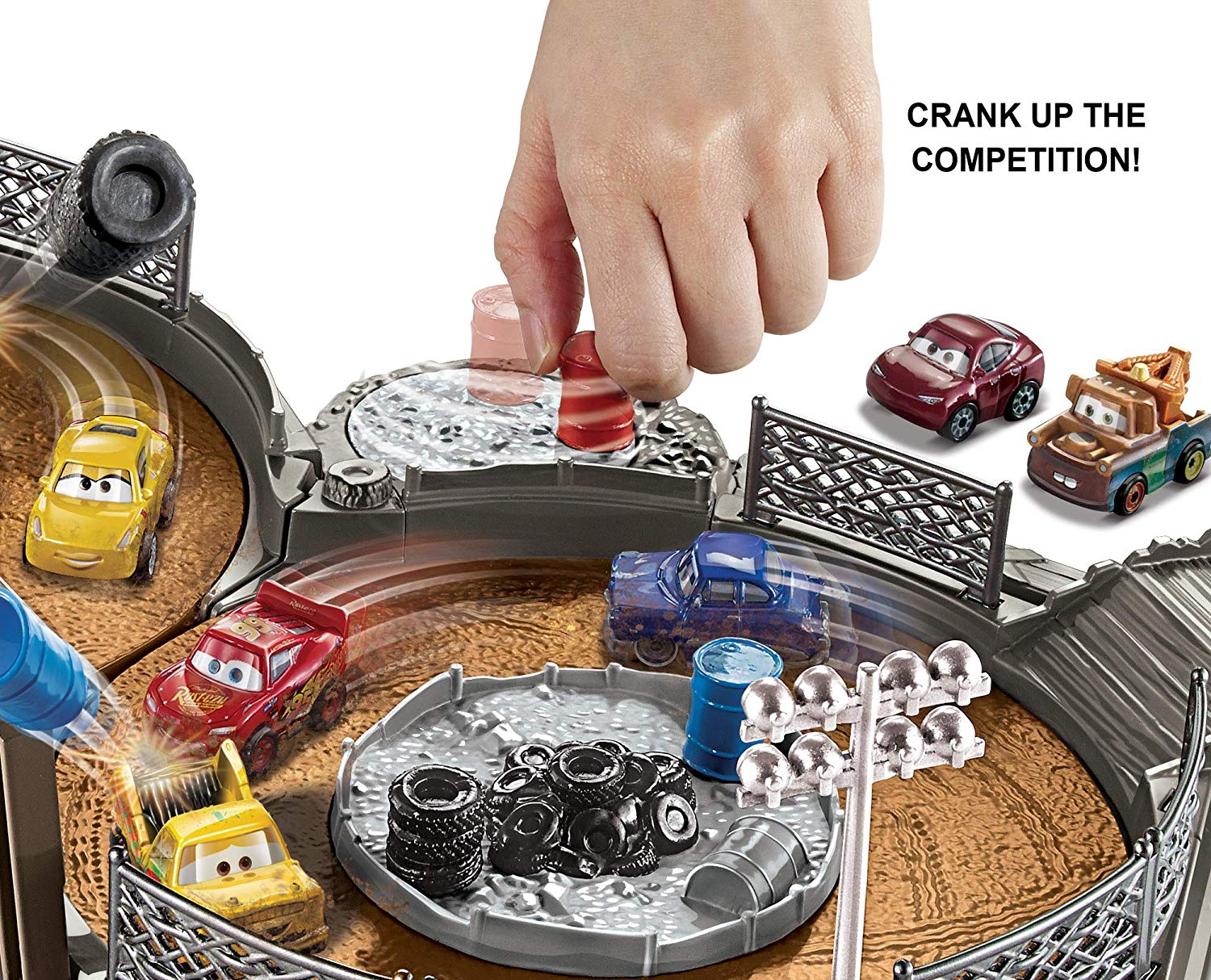 cars mini racers crank & crash derby playset