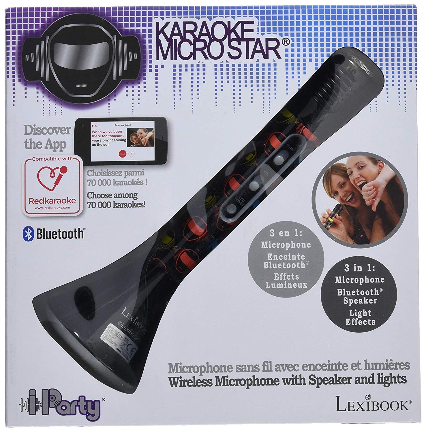 Lexibook- iParty-Enceinte Portable Bluetooth Micro, karaoké