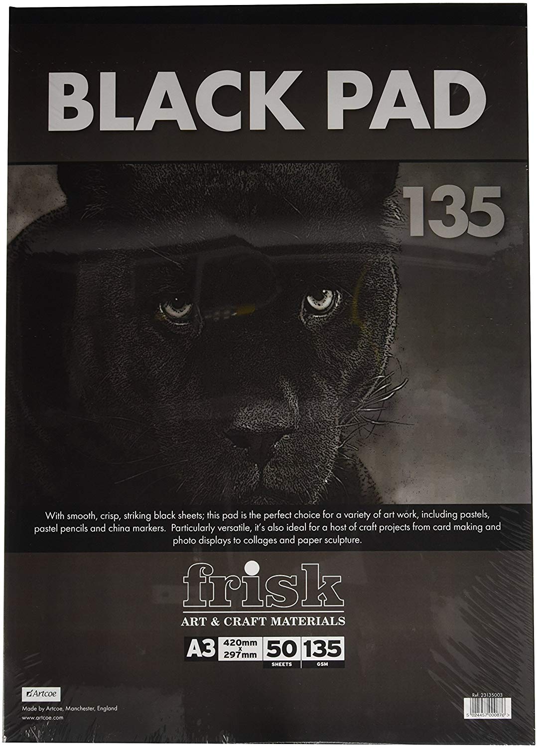 Frisk Black Paper Pad A3 135gsm