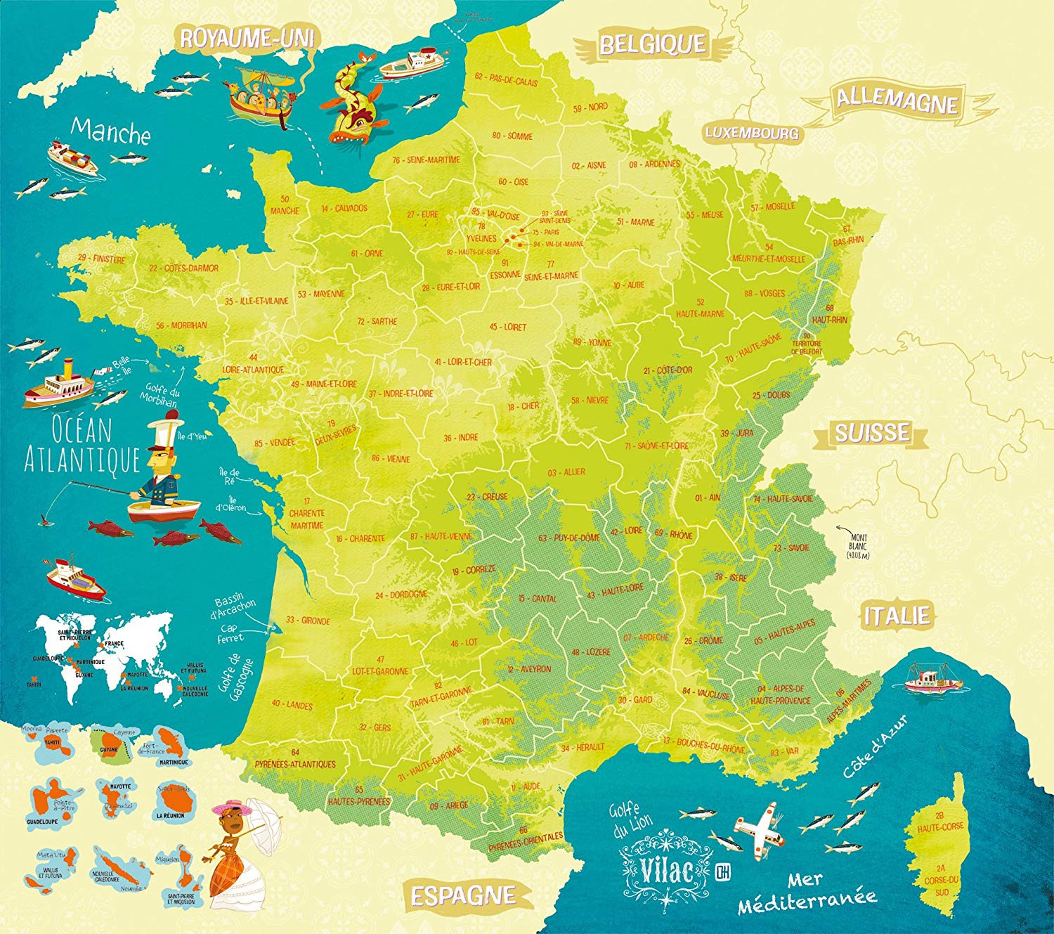 Vilac 2725 France Magnetic Map Puzzle (French Version), Multi-Color ...