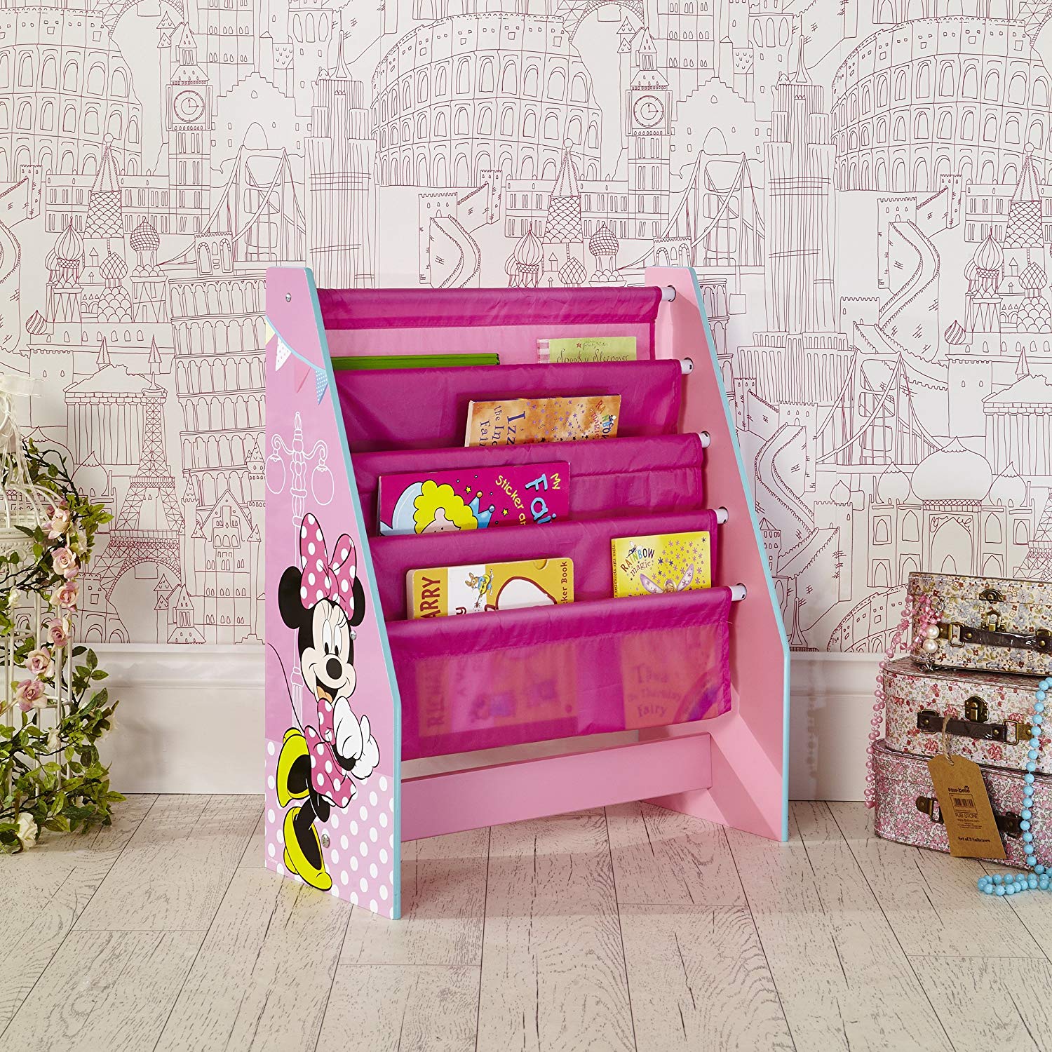 Disney Minnie Mouse Kids Sling Bookcase - Bedroom Storage ...