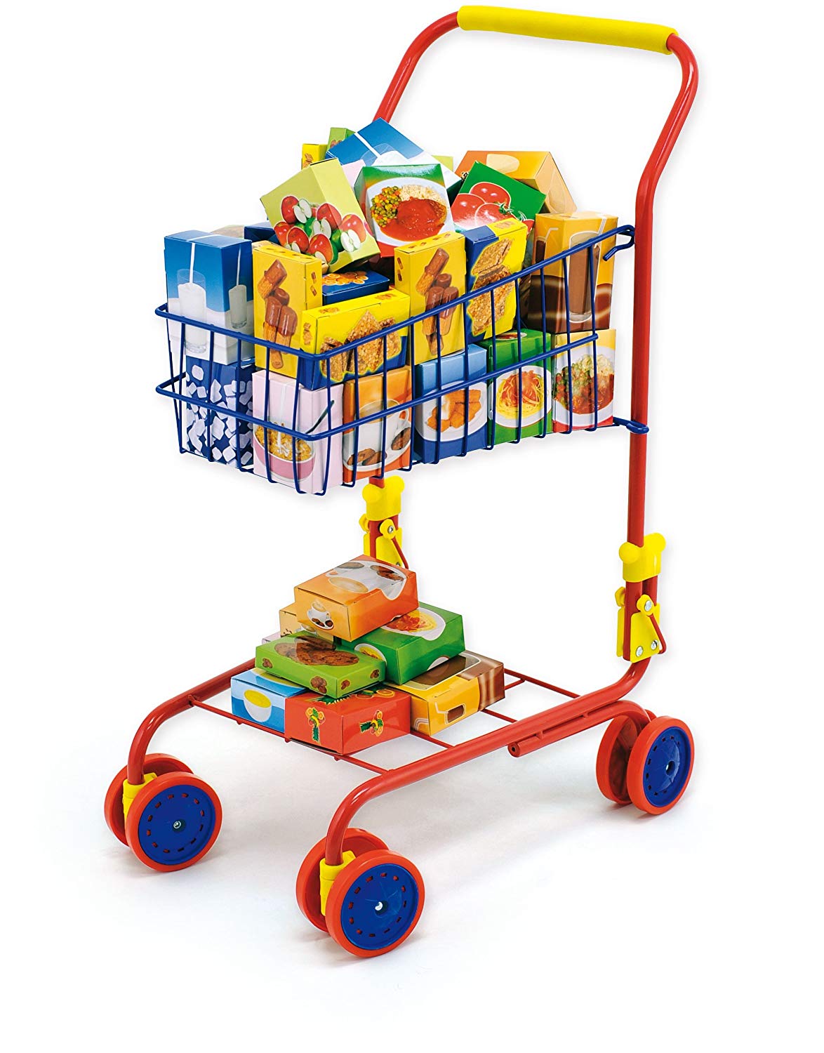 Bayer Design 75002AA Cart, Shopping Trolley, Colorful with Toy Food