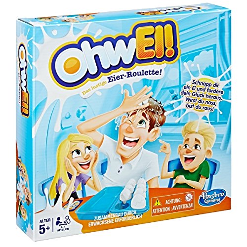 Hasbro Gioco OhwEi | La Roulette Delle Uova Piene D'acqua | Gioco Divertente Per Bambini Da 5 Anni | 2-4 Giocatori | Idea Regalo Per Feste E Asilo