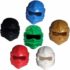 6 LEGO NINJAGO MINIFIGURE HOODS / NINJA HEAD WRAP MASKS - GOLD AND GREEN FOR LLOYD GARMADON, RED KAI, BLUE JAY, WHITE ZANE AND COLE BLACK