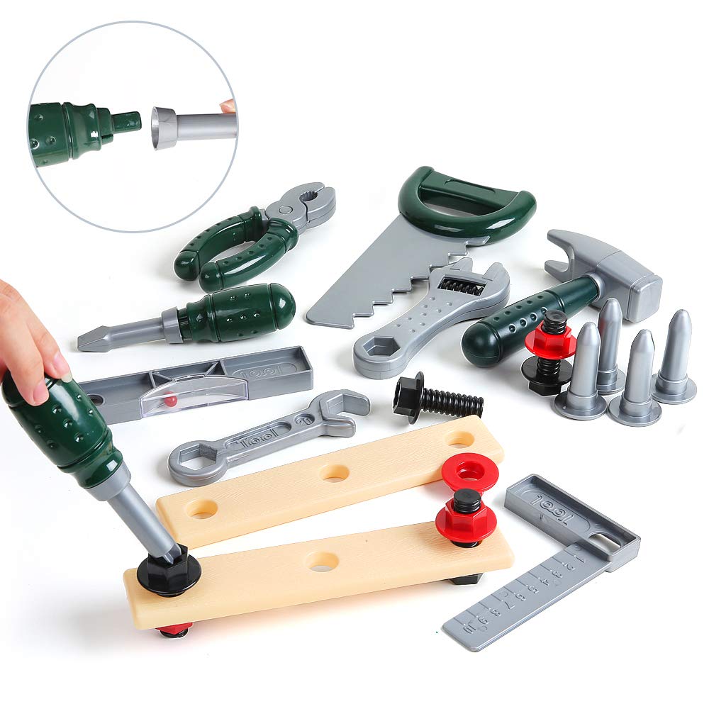 BeebeeRun Kids Tool Set, 27 Pcs Construction Tool Set Children’s Tool Kit with Storage Bag