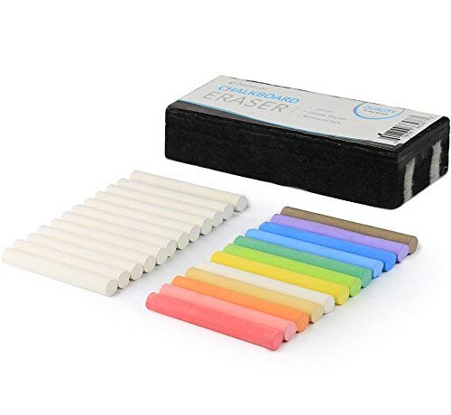 Kedudes Non-Toxic White Dustless Chalk (12 count box) and Colored