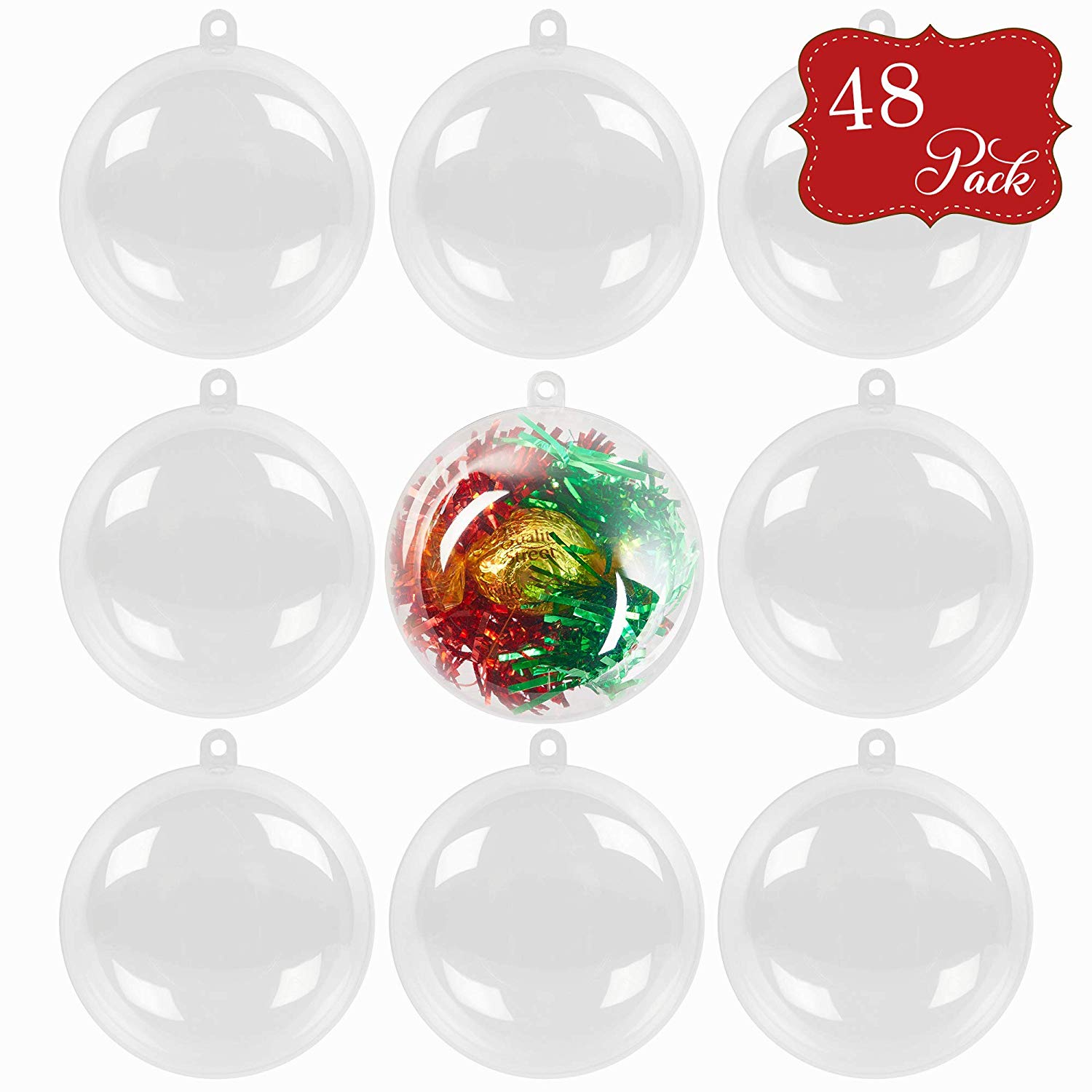 The TWIDDLERS - 15 Pack Christmas Fillable Clear Plastic Baubles, 6cm - Xmas Tree Transparent Ornaments to Fill & Design, DIY Craft