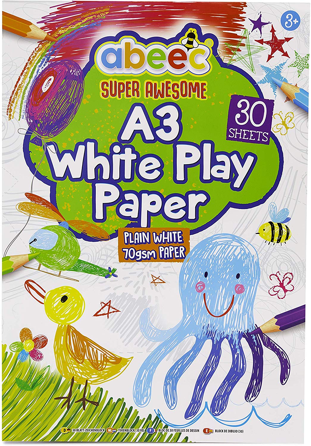 abeec 3 Drawing Pads for Children - (3 pack) Includes 2 x A4 Plain Sketch Pads and 1 x A3 Plain Sketch Book - 150 sheets in Total of Drawing Paper Perfect for Arts and Craft Activities - Image 3