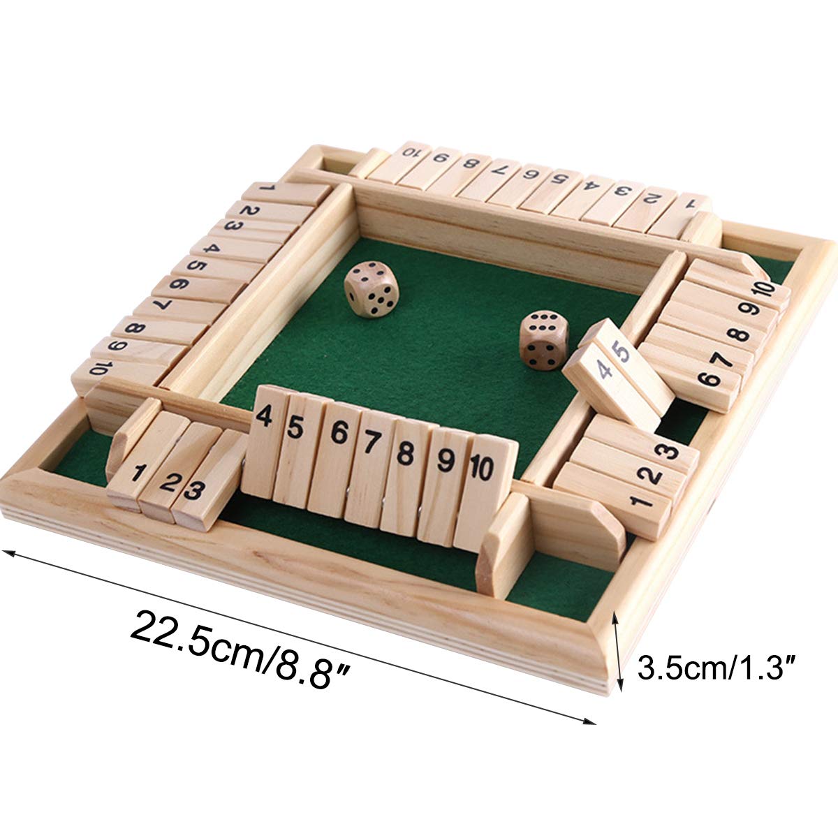 Kitchnexus 4Player Shut The Box Wooden Table Game Classic Dice Board