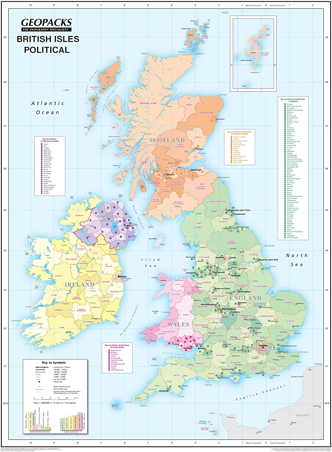 British Isles Wall Map For Children – Reversible Political/Physical ...