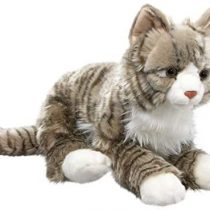 Cat lying grey tabby, 14.5 inches, 37cm, Plush Toy, Soft Toy 1887